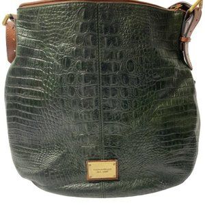 Tignanello Green Faux Crocodile Print Leather Handbag